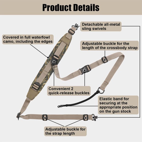 Crossbody Style Hands-Free Gun Sling for Rifle Shotgun Crossbow - Image 6