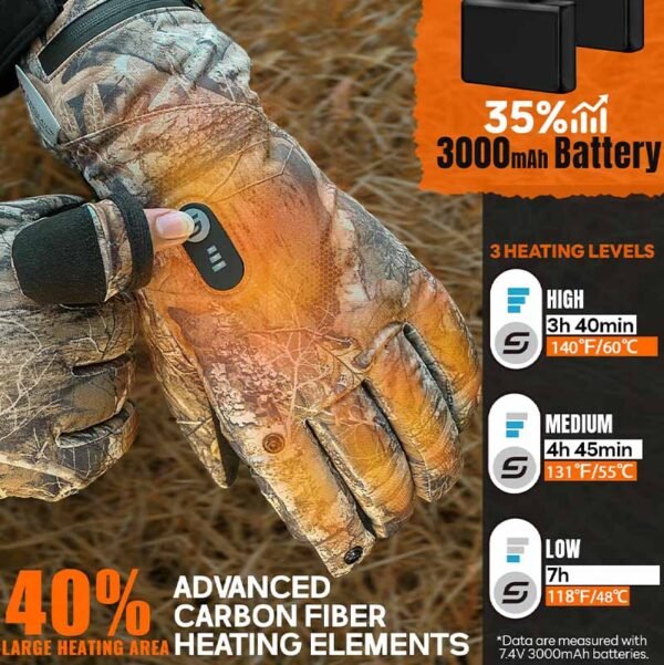 Heated Hunting Gloves with Light-Off Fingerless Design with Battery - Image 3