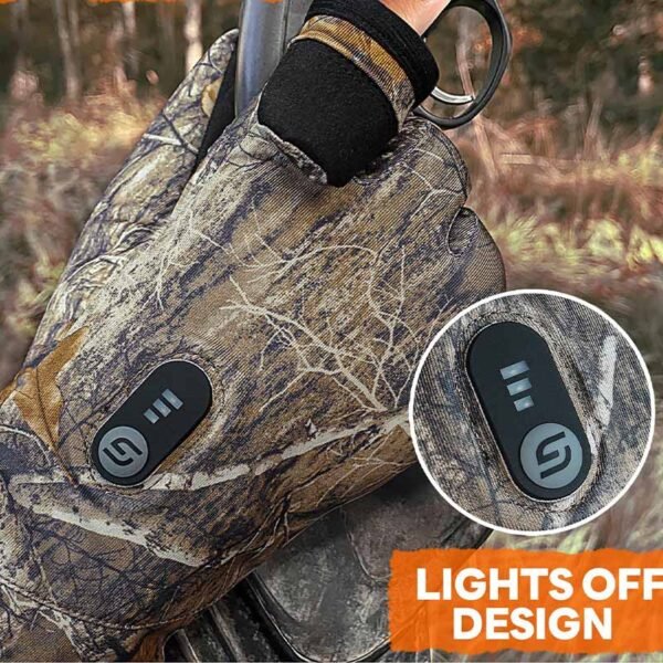Heated Hunting Gloves with Light-Off Fingerless Design with Battery - Image 4