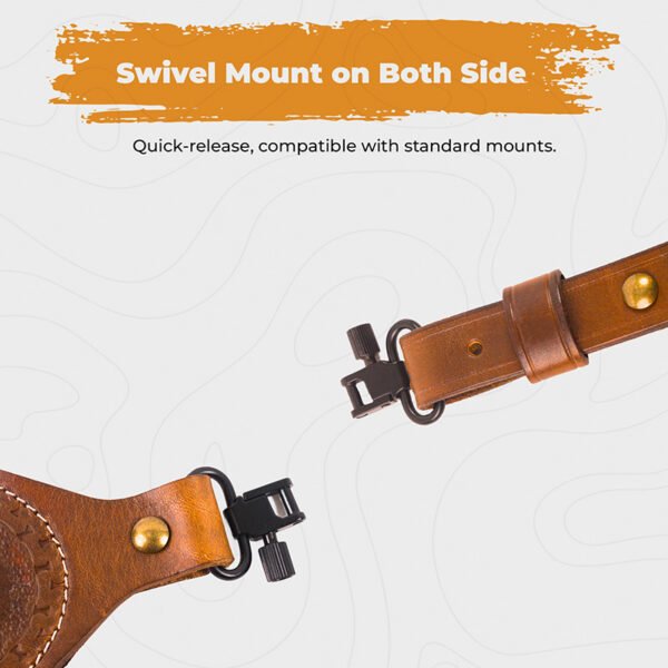 Ebnoxven Handcrafted Full-Grain Leather Rifle Sling with Ammo Loops & QD Swivels - Image 5