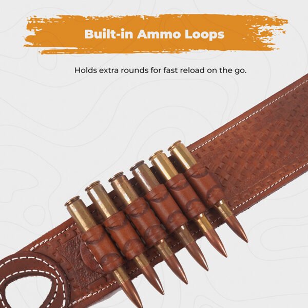 Ebnoxven Handcrafted Full-Grain Leather Rifle Sling with Ammo Loops & QD Swivels - Image 2