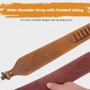 Ebnoxven Handcrafted Full-Grain Leather Rifle Sling with Ammo Loops & QD Swivels