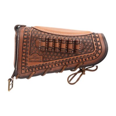 Handcrafted Leather Rifle Cheek Riser with Foam Padding & 6 Ammo Loops