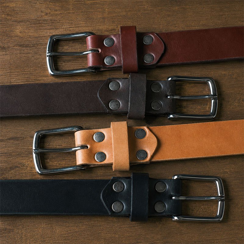 Men's 1.5 Inch Full Grain Leather Belt with Polished Buckle - Image 4