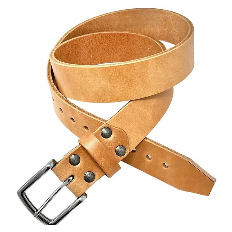 Men's 1.5 Inch Full Grain Leather Belt with Polished Buckle
