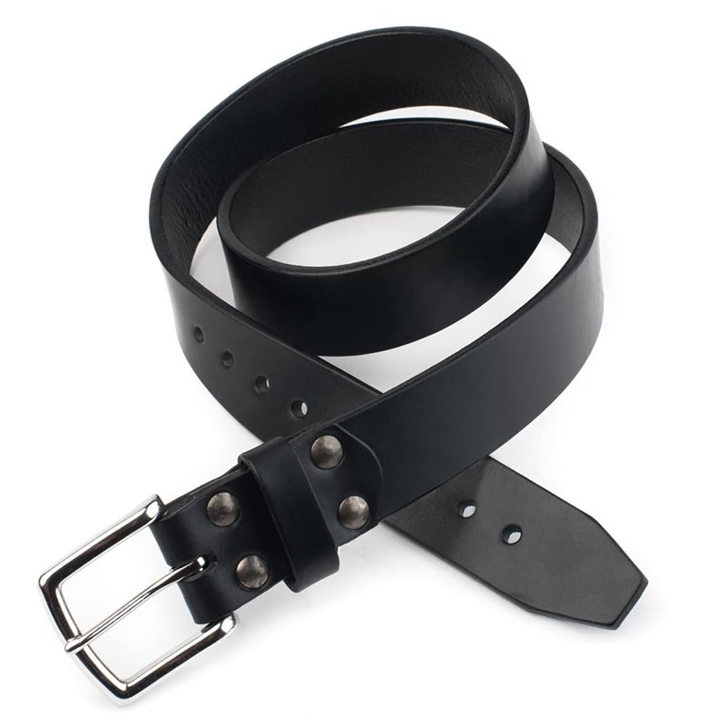 Men's 1.5 Inch Full Grain Leather Belt with Polished Buckle - Image 3
