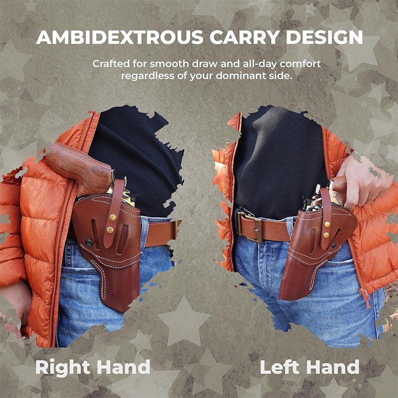 Ebnoxven Leather OWB Revolver Holster for 4.0-4.25 Inch Revolvers-Heritage Brown - Image 3