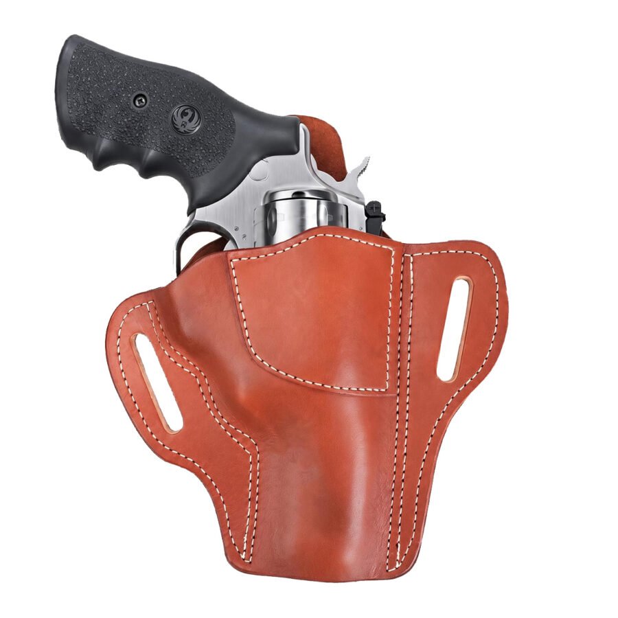 3-Inch Leather OWB Revolver Holster for GP100 & S&W 686 / 686 Plus – Right-Hand Draw Brown